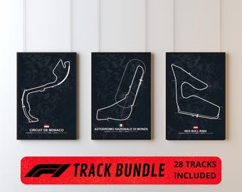 28 famous circuits, F1 Poster Bundle, Race Track Wall Art, F1 Wall Art Decor, Gifts for Motorsport Fan, Formula print, Digital Download