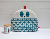 Main écran imprimé hibou couvre-théière en bleu-vert