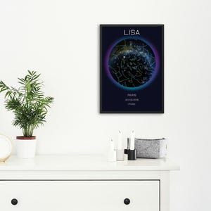 Carte du ciel personnalisée – Affiche constellation – Naissance, couple, mariage – Poster astrologique à imprimer