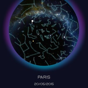 Carte du ciel personnalisée – Affiche constellation – Naissance, couple, mariage – Poster astrologique à imprimer