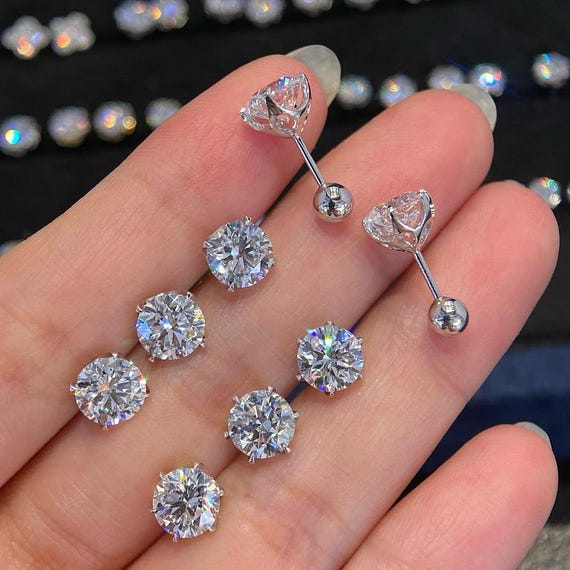 0.5 Ct Lab Grown Diamond Stud Earrings, 14K Gold Vermeil Solitaire.