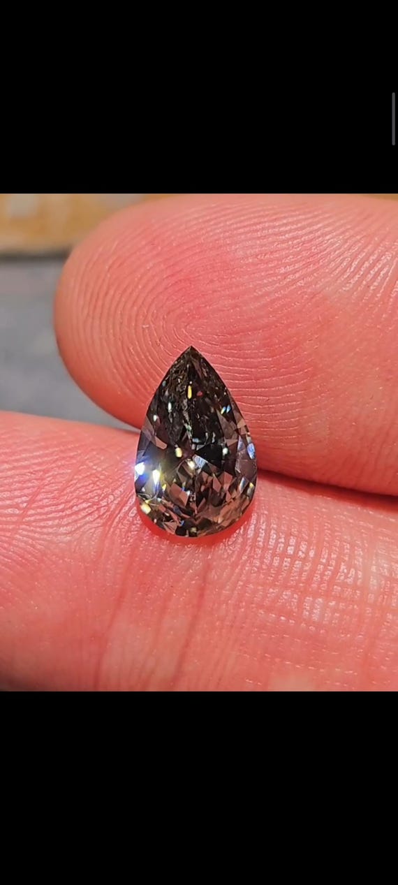 Pear Cut Salt and Pepper Lab Grown Diamond, Dark Champagne Brown Pear Loose Diamond, 1 Carat Stone for Custom Ring.
