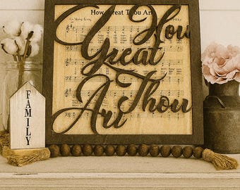 Rustic Hymnal Wood Sign: Christian Home Decor, Religious Gift