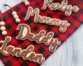 Stocking Tags - Personalized Handmade Layered Wooden Tags