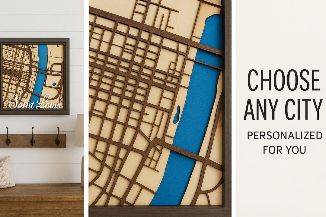 City Map Frame Custom Layered Wood City Map – Handcrafted, Framed 10x10 - Etsy