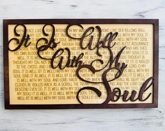 It Is Well With My Soul Wood Sign | Christian Hymn Wall Decor Homeware
