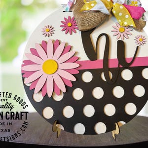 Farmhouse &quot;Hi&quot; Door Hanger: Floral Spring/Summer Porch Decor