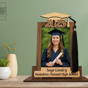 Rustic Custom Graduation Photo Frame | Any Year Custom Grad Picture Holder with Cap | Senior Gift for High School or College Graduate