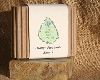 Orange Patchouli Sunset Handmade Soap, all natural soap, homemade soap, Vegan Soap, Exfoliating Soap