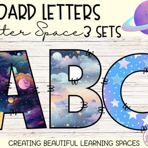 Outer Space Display Letters Bulletin Board Letters Set, Astronaut Printable Alphabet & Numbers Baby Shower Party Classroom Decoration