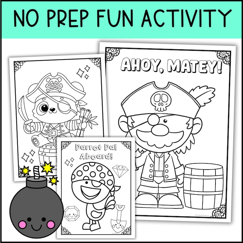 Pirate Coloring Pages: Fun Activity Sheets for Preschool & Kindergarten ...