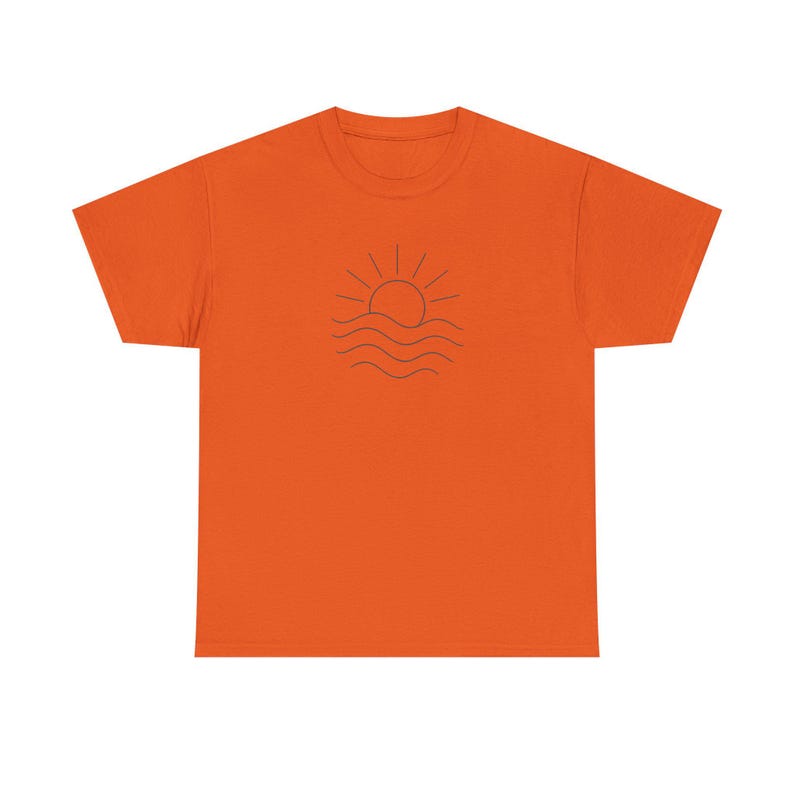 Camiseta Sol y Olas: Camiseta Minimalista de Playa, Camiseta con Arte de Línea Oceánica, Camiseta Estética de Verano, Camiseta con Gráfico Costero, Top Estilo Surf imagen 3