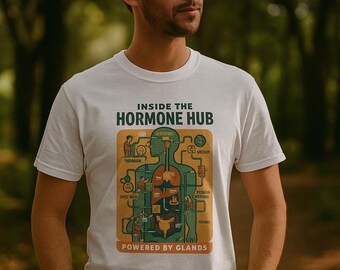 Hormone Hub T-Shirt – Endocrine System Glands Diagram Tee | Biology Science Anatomy Shirt | Medical Student Gift | Doctor Nurse Physiology T