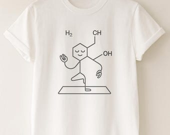 Molecule T-Shirt – Yoga Molecule Line Art, Science Humor Tee | Chemistry Gift for Science Teacher & Chemist | Funny Nerd Unisex
