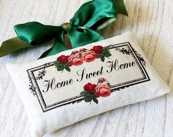 Linen Sachet-Home Sweet Home, handmade Hanging Lavender Sachet