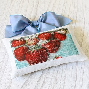 Linen Sachet- Sweet Strawberry, Handmade Hanging Sachet