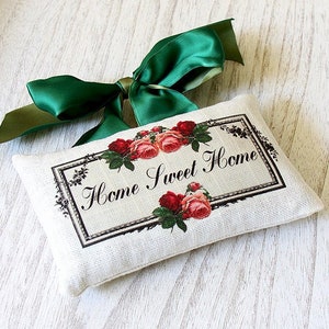 Linen Sachet-Home Sweet Home, handmade Hanging Lavender Sachet image 1