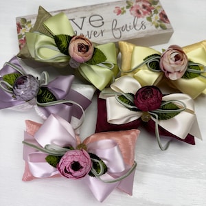 Ribbon Sachet with Small Peony Flower, Rose Scent Handmade Sachet
