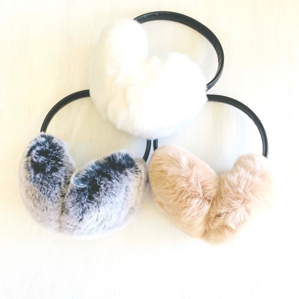 Adjustable Natural Rex Rabbit Ear Muff