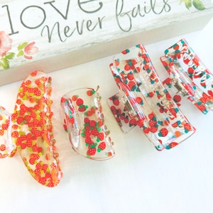 Strawberry Fabric Covered Snap Clips — The Horseshoe Crab