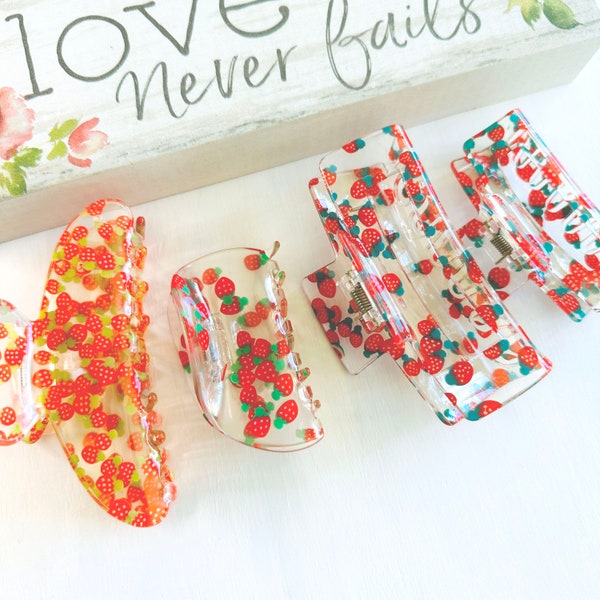 Strawberry Hair Claw: Sweet Acrylic Summer Hair Clip for Her