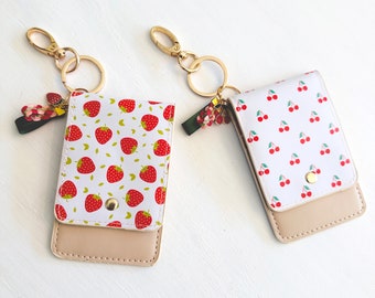 Strawberry Card case Keychain, Cherry Card Case Keychain