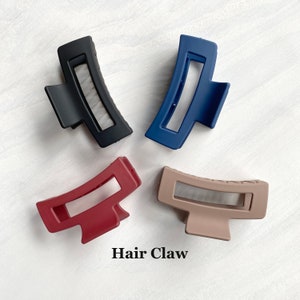 Matte Rectangle Hair Claw Clip, Acrylic Hair Claw, Four Different Colors