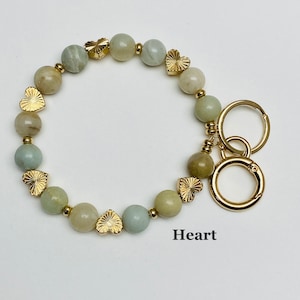 Semi Precious Stone Beads Bracelet Key Chain, Wristlet Key Chain, Bangle Key Chain para mujeres