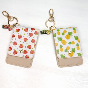 Porte-clés porte-cartes fraises, porte-clés porte-cartes cerise