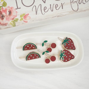 Enamel Fruit and Flower Hair Pins