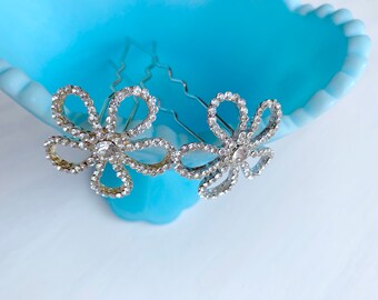 Large Rhinestone Flower bridal Hair Pin. Wedding hair piece, Rhinestone Wedding Hair Accessories