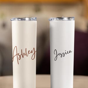 Vaso personalizado de 20 oz con pajita: vaso con texto personalizado, botella de acero inoxidable con monograma, regalo para dama de honor o mamá, artículos para beber con el logotipo de la empresa.