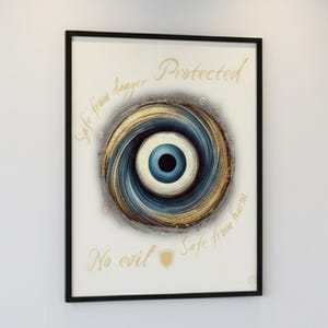 Onda ögat-poster Light Edition – Digital nedladdning av väggkonst med guldfärgad bekräftelse