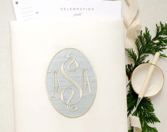Guest Book Wedding French Blue Shower Guestbook Personalized Scrapbook Monogram Memory Book Engagement Gift Keepsake | Beloved Book Margot