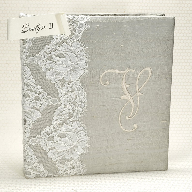 Alencon Lace Trim Wedding Guest Book with Photos, Unique Memory Book, Engagement Gift Idea for Her, Shower Guest Book, Lace Guest, Evelyn II image 1