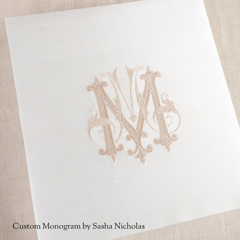 Custom Monogram Guest Book, Guest Sign In Book, Removable Pages, Memory Box, Ivory Silk Wedding Book, Wedding Photo Album, Memory Book image 6