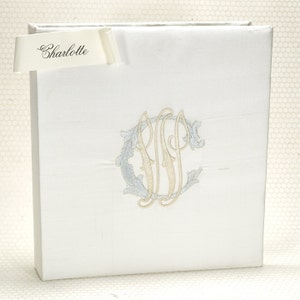 Wedding Guest Book Vintage Monogram GuestBook Personalized Guest Book Gold Wedding Memory Book Engagement Gift French Blue | Style Charlotte