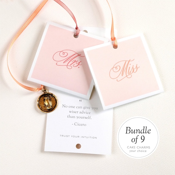 New Orleans Cake Pull | Charm Cake | Shower Gift for Bride | Bridesmaid Gift | Thank You Wedding Cake Decor - 9 Gold Charm Bracelet