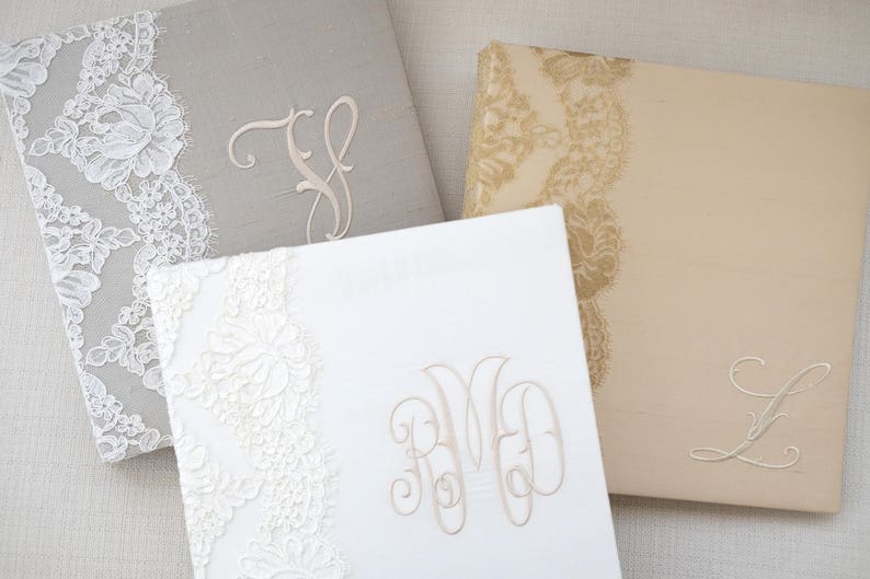 Alencon Lace Trim Wedding Guest Book with Photos, Unique Memory Book, Engagement Gift Idea for Her, Shower Guest Book, Lace Guest, Evelyn II image 5