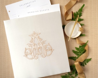 Guest Book Wedding Gold Elegant Album Beloved Book Custom Monogram Bridal Shower Scrapbook Engagement Gift Keepsake | Style: Vintage Vine