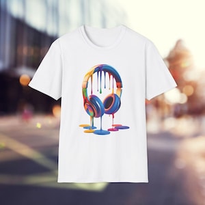 Color Drip Headphones T-Shirt: Trendy Music Lover Graphic Tee