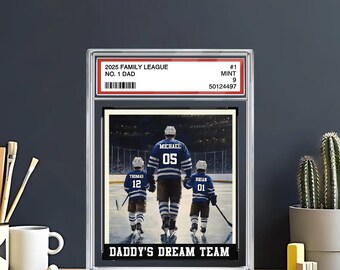 Hockey No. 1 Dad Man And Kids Trading Card Style, Personalized Acrylic Block, Dad Plaque, Father's Day Gift for Hockey Dad, Husband Gift