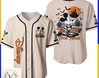 Personalized Disney Mouse Halloween Baseball Jersey, Horror Character Nightmare Before Baseball Jersey Monster Baseball, Halloween Gift