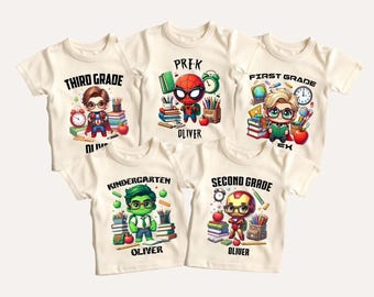 Back To School Superhero Shirt, First Day of School Avengers Characters Shirt, Super Hero Kids School Tee , Funny Teacher Shirt