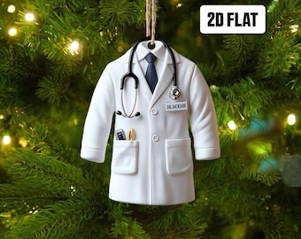 Personalized Doctor 2D Flat Ornament, Custom Christmas Ornament, Healthcare Worker gift, Dr Ornament, Medical Grad Gift, Gift for Dad