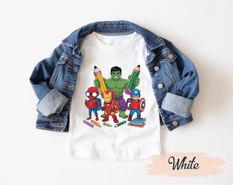 Back To School Superhero Shirt, First Day of School Avengers Characters Shirt, Super Hero Kids School Tee , Funny Teacher Shirt