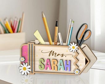 Teacher Appreciation Gift, Custom Pen Holder for Desk, Personalized Pen & Pencil Holder for Teacher, Back to school Gift for Teacher