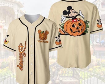 Personalized Disney Mouse Halloween Baseball Jersey, Horror Character Nightmare Before Baseball Jersey Monster Baseball, Halloween Gift