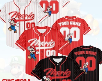 Custom Super Ma.rio Baseball Jersey, Nintendo Super Mario Shirt, Personalized Super Mario Jersey, Mario Fan Gifts, Birthday Gifts