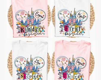 Disney Back to School Shirt, Kindergarten T-Shirt, Custom Teacher Tee, 1st Grade Shirt, 2nd Grade Tee, Kids Hello School Shirts